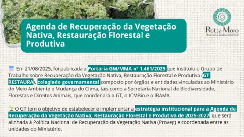 Agenda de Recuperação da Vegetação Nativa, Restauração Florestal e Produtiva